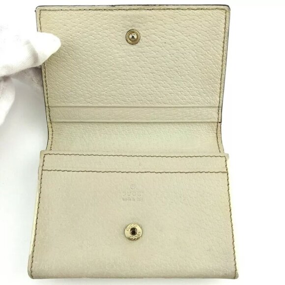 AUTHENTICITY GUARANTEED GUCCI card case GG canvas beige white canvas ?~ leather - Picture 9 of 9
